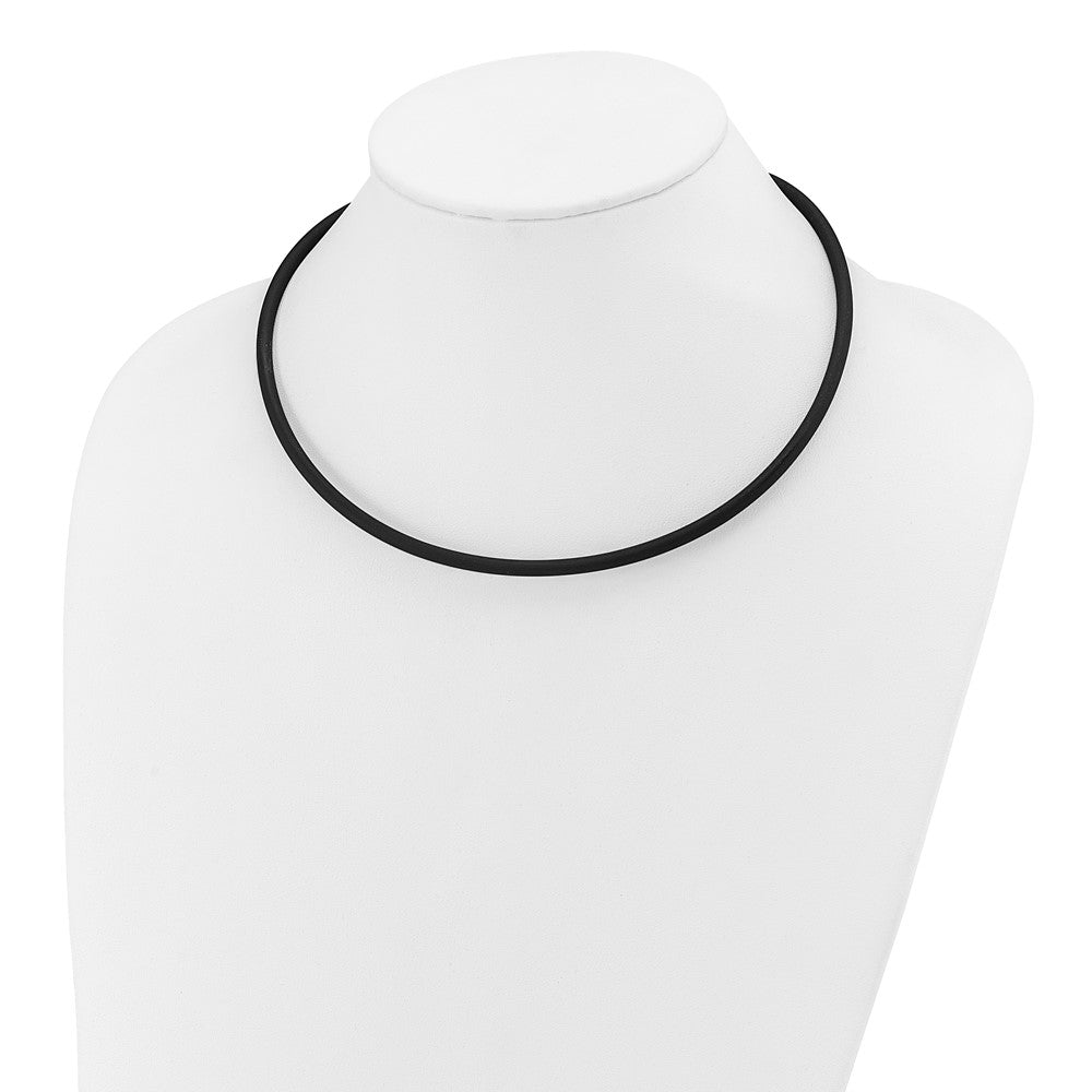 14k 4mm 18in with Yellow Clasp Black Rubber Cord Necklace