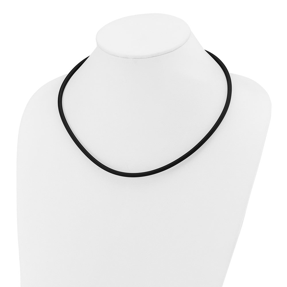 14k Yellow Gold 4mm 20in with Yellow Clasp Black Rubber Cord Necklace