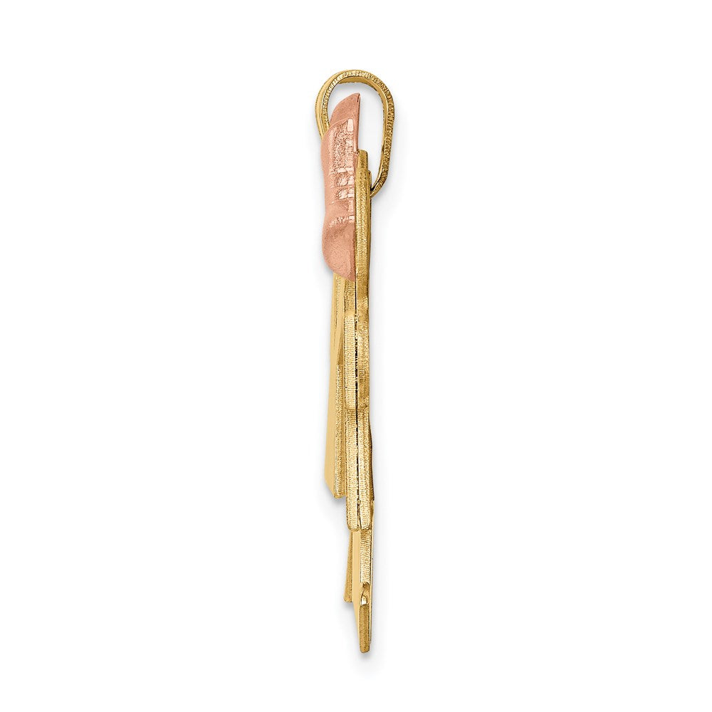 14k Two-tone Double Girl Pink Bow Charm
