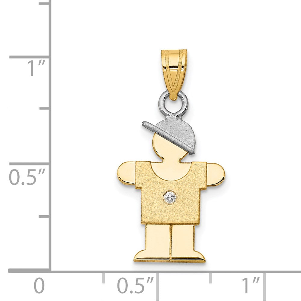 14k Two-tone AA Diamond Pendant