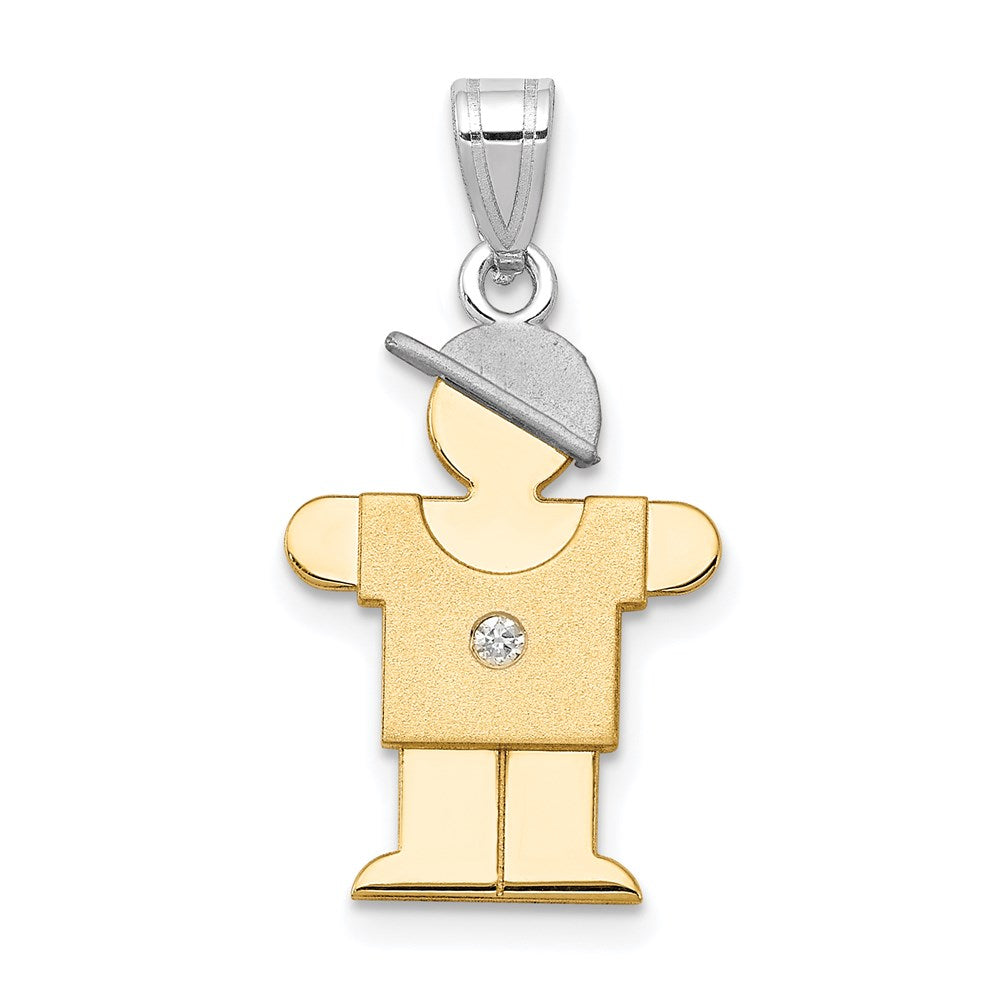 14k Two-tone A Diamond Pendant