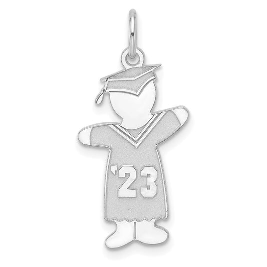 Sterling Silver Rhodium-plated Class of 2023 Boy Cuddle Charm