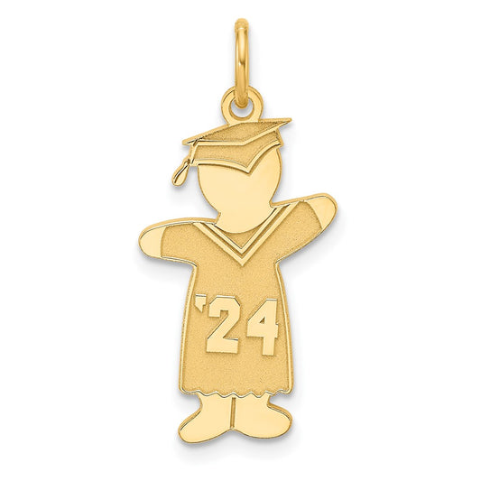 Sterling Silver Gold-plated Class of 2024 Boy Cuddle Charm