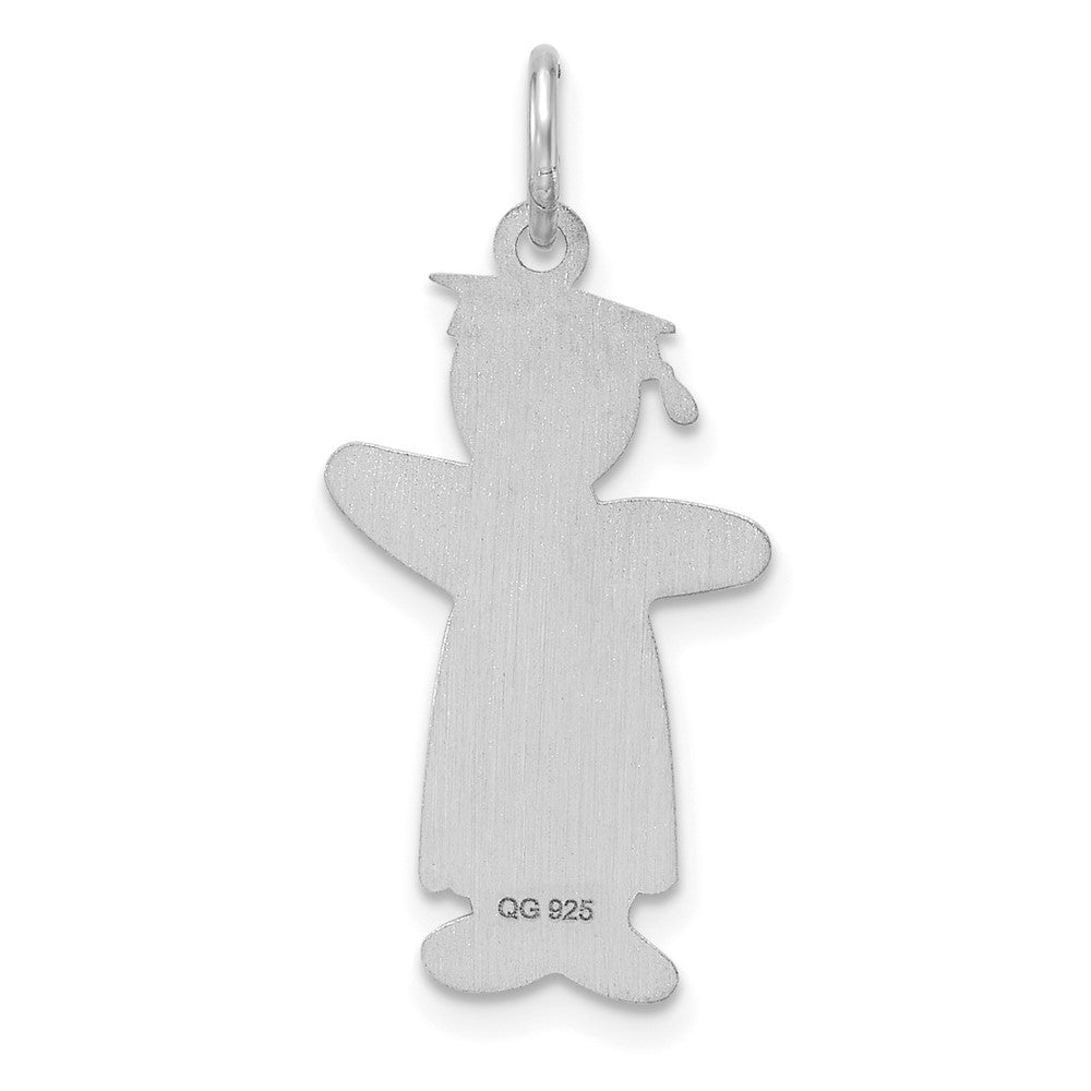 Sterling Silver Rhodium-plated Class of 2024 Boy Cuddle Charm