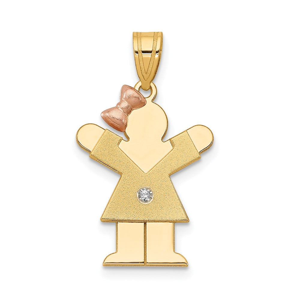 14k Two-tone AA Diamond Pendant