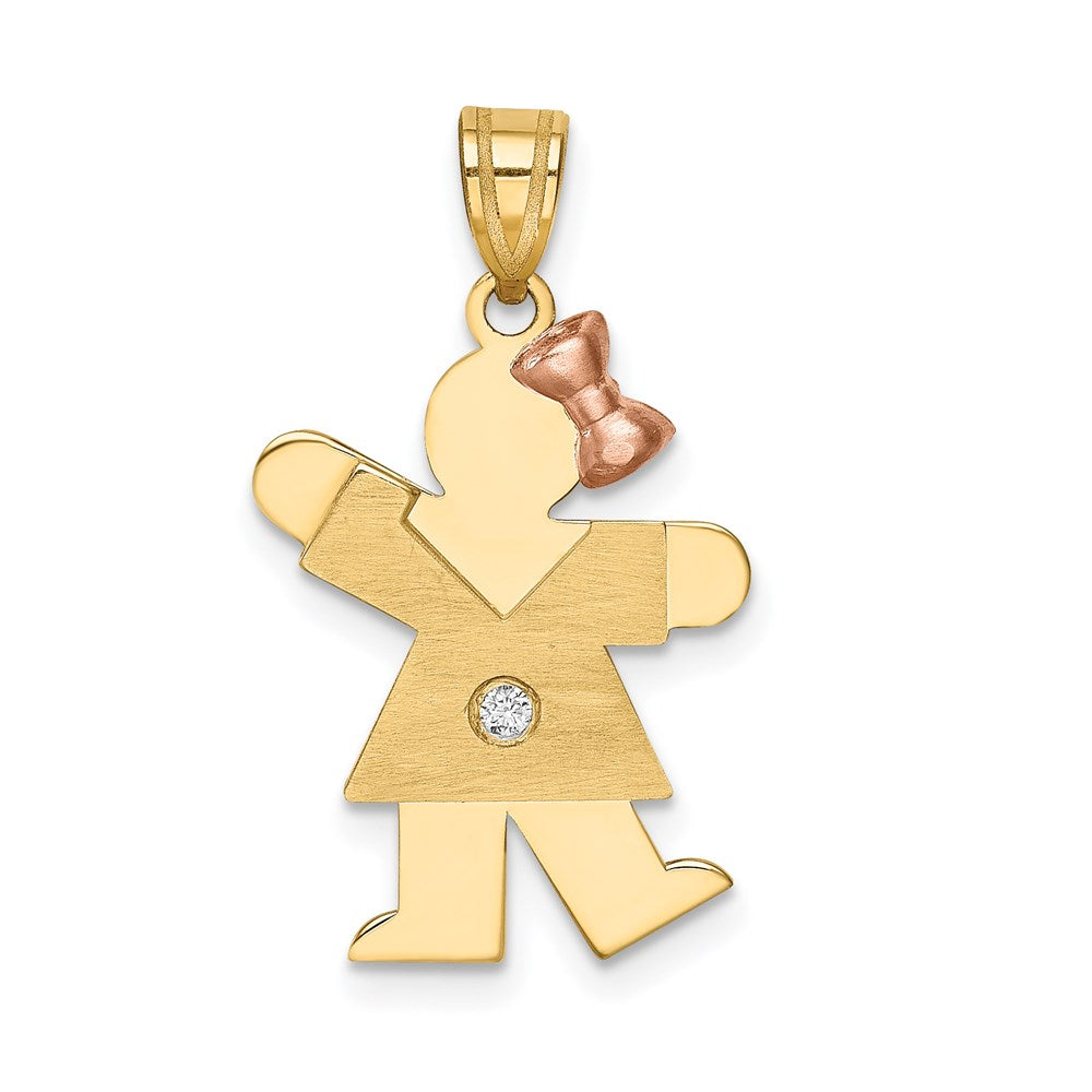 14k Two-tone AA Diamond Pendant