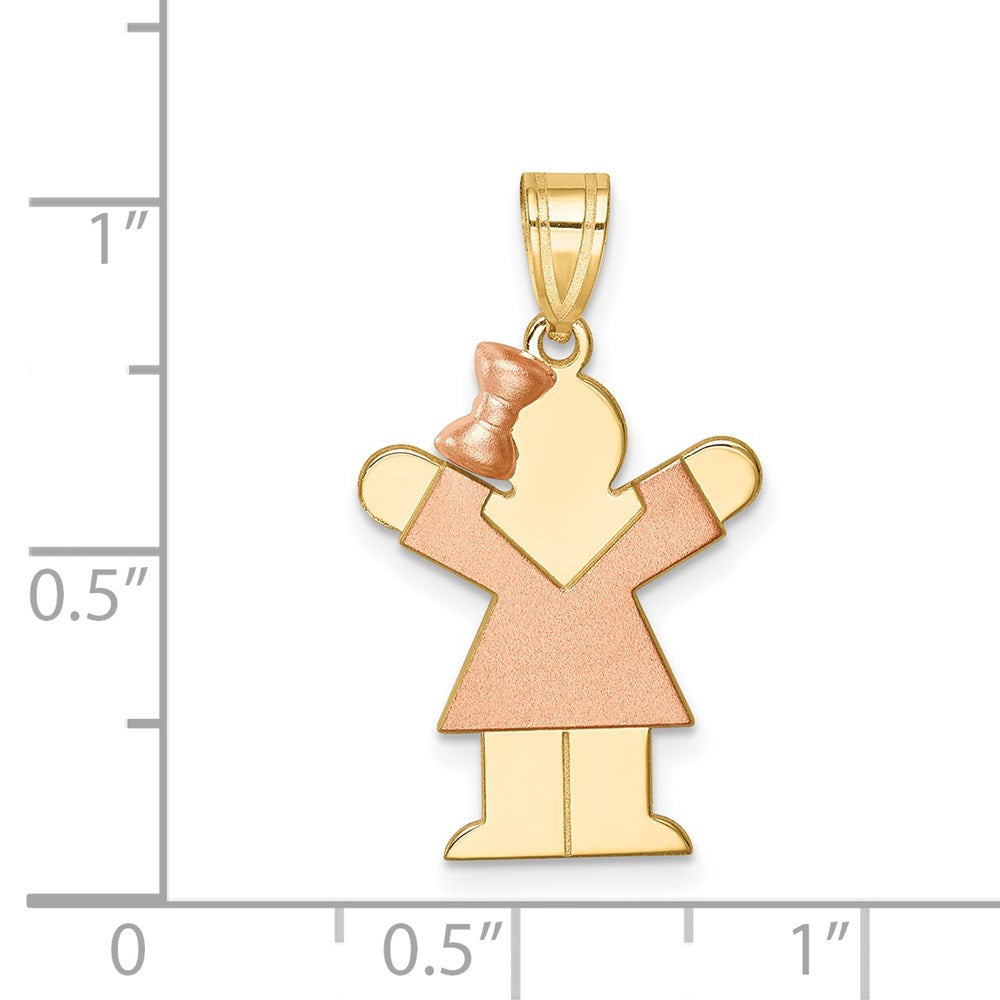 14k Two-Tone Small Girl w/ Bow on Left Engravable Charm