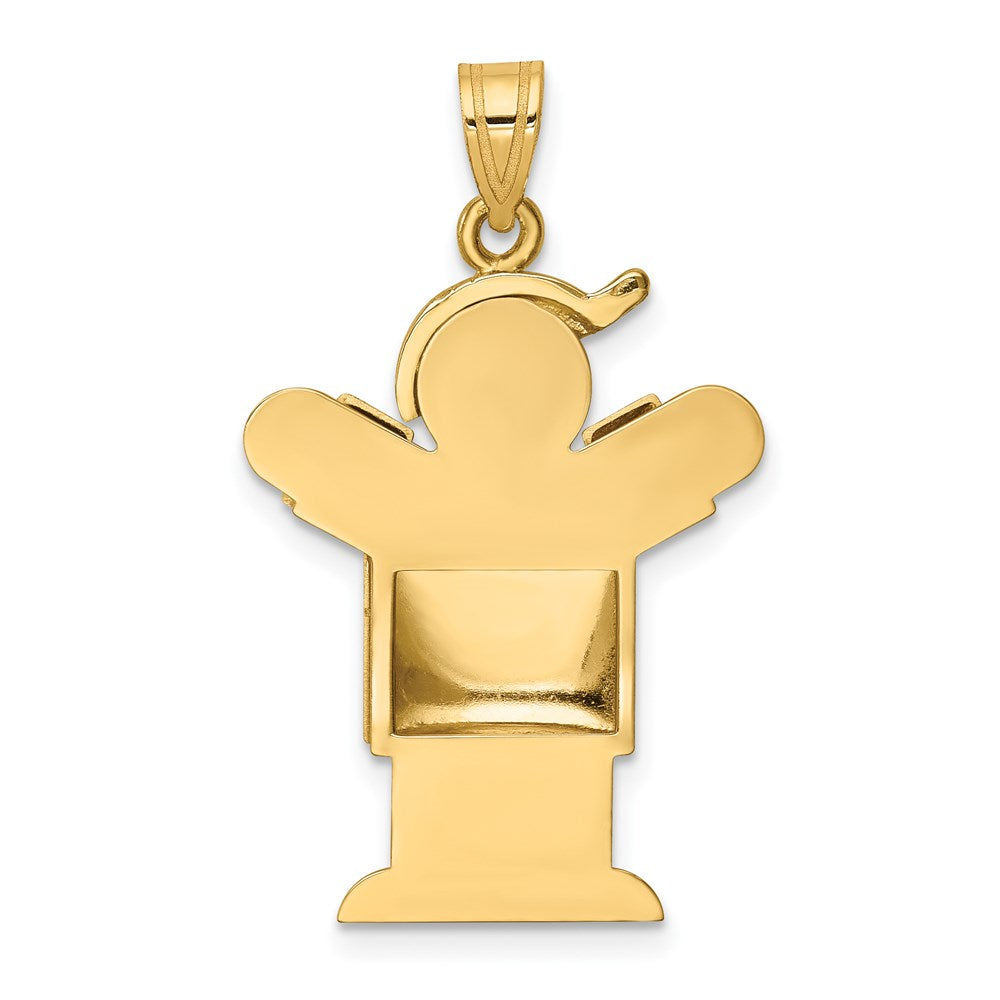 14k Puffed Boy w/Hat on Right Engravable Charm