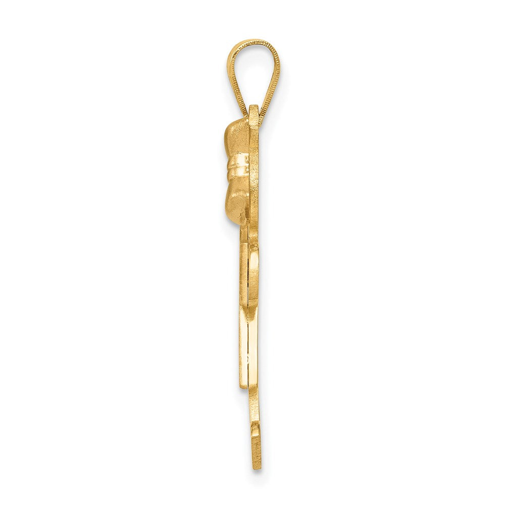 14k Yellow Gold Two-Tone Large Girl w/Bow on Right Engravable Charm