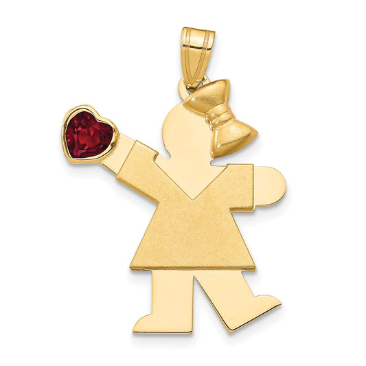 14k Girl with CZ July Birthstone Charm