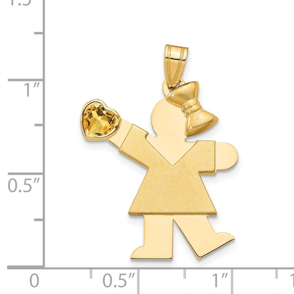 14k Girl with CZ November Birthstone Charm