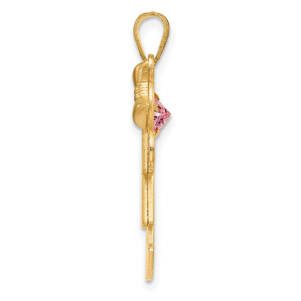 14k Yellow Gold Girl with CZ October Birthstone Charm