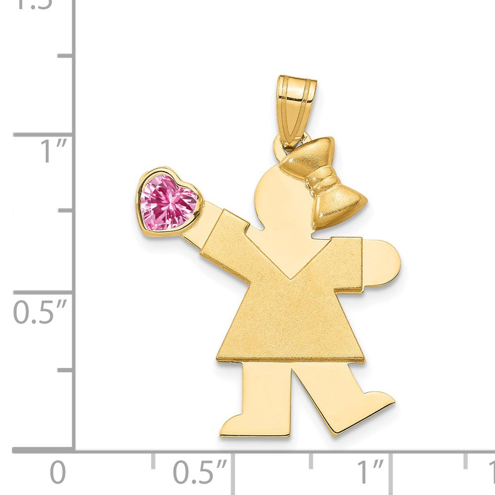 14k Yellow Gold Girl with CZ October Birthstone Charm