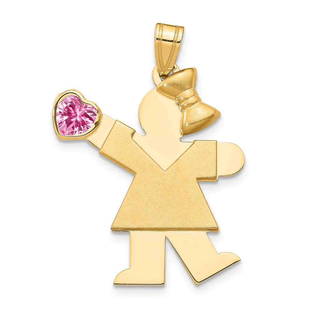 14k Yellow Gold Girl with CZ October Birthstone Charm