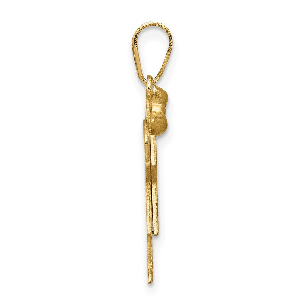 14k Solid Engravable Girl with Bow on Left Charm