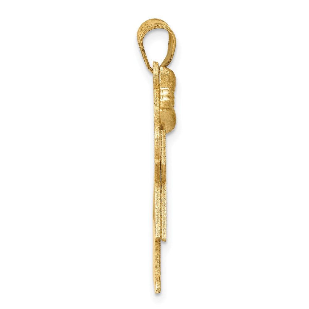 14k Solid Engravable Girl with Bow on Left Charm