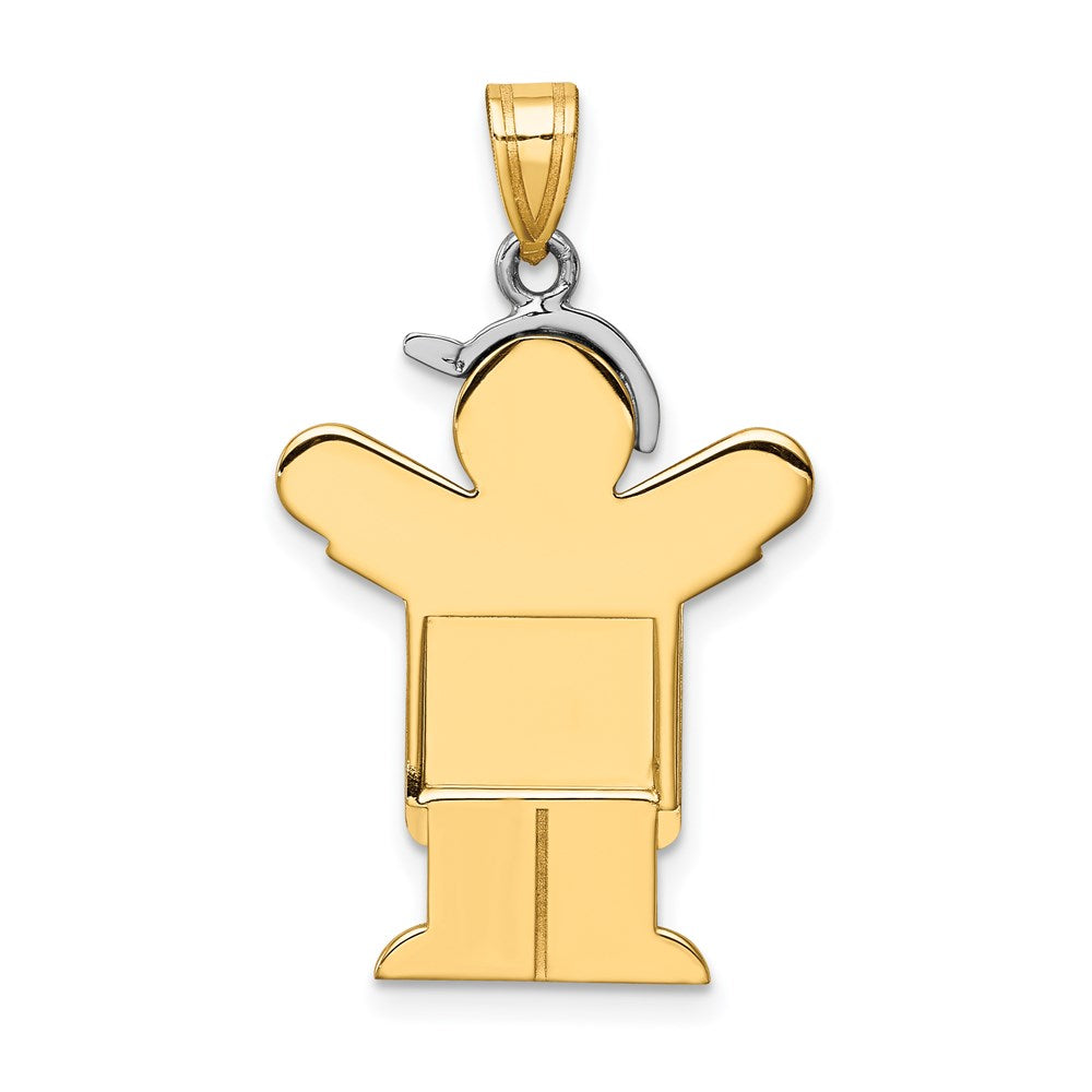 14k Two-Tone Large Boy with Hat on Left Engravable Charm