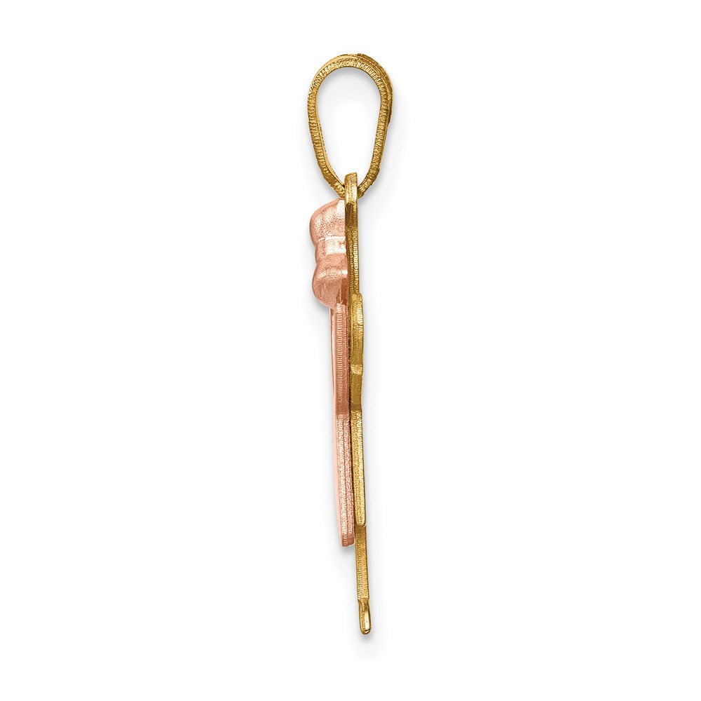 14k Two-Tone Small Girl with Bow on Right Engravable Charm
