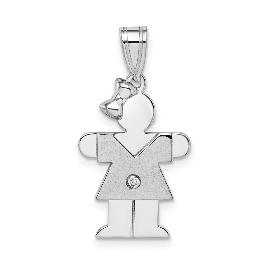14k White Gold A Diamond Pendant