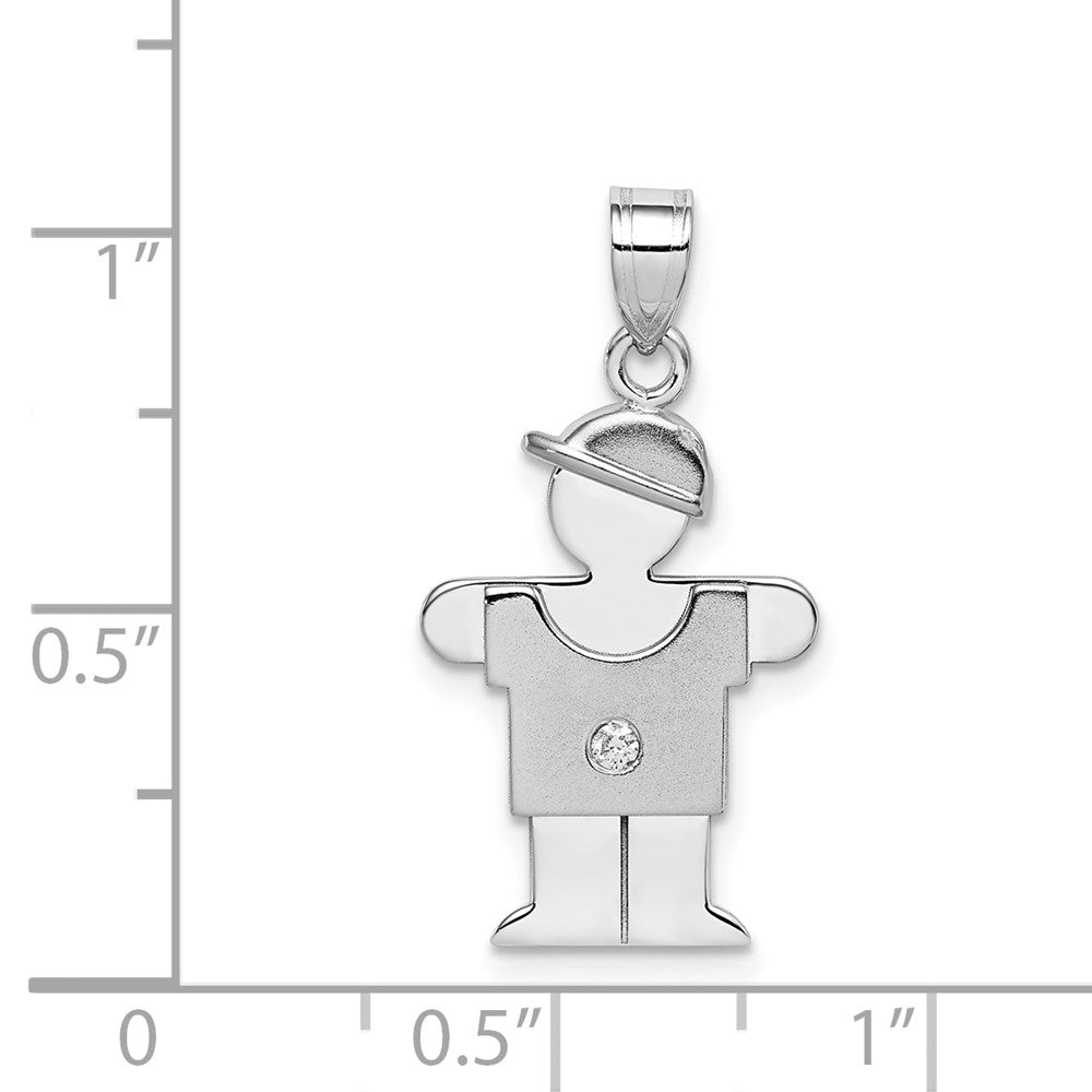 14k White Gold AAA Diamond Kid Pendant