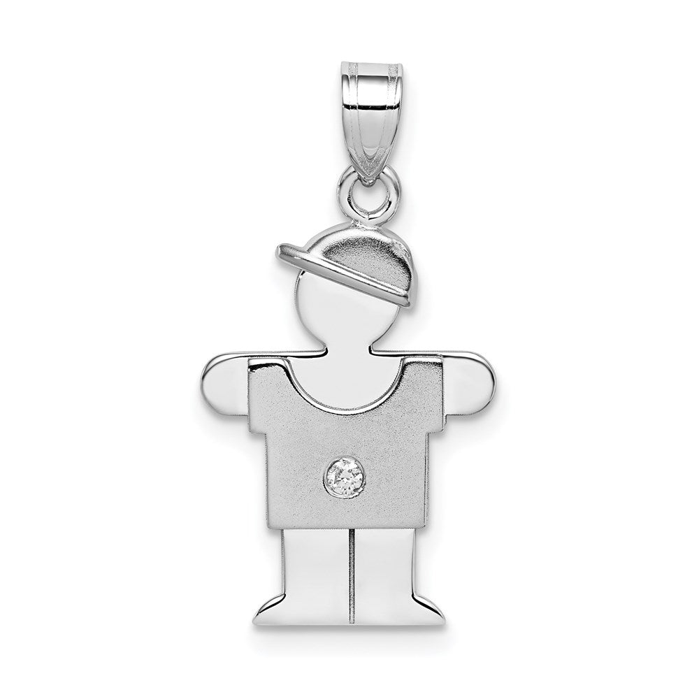 14k White Gold A Diamond Pendant