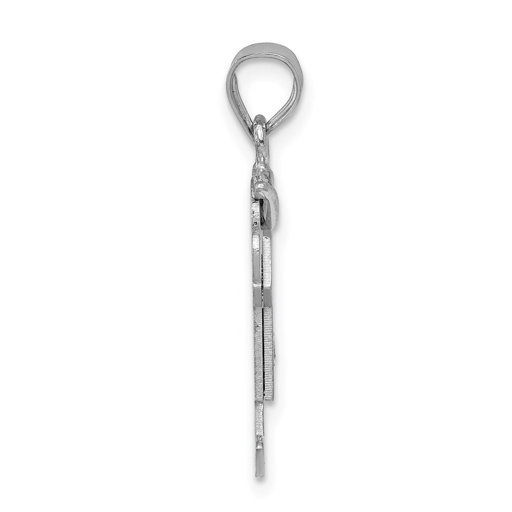 14k White Gold A Diamond Pendant