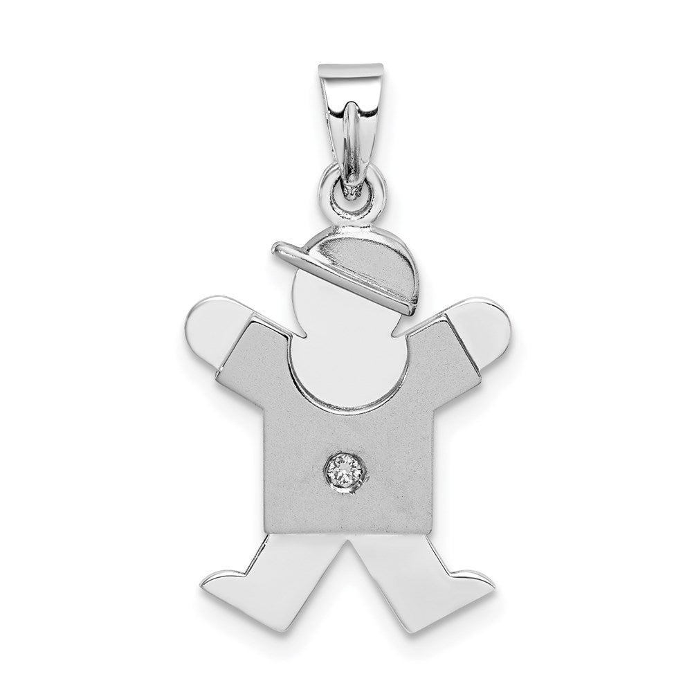 14k White Gold A Diamond Pendant