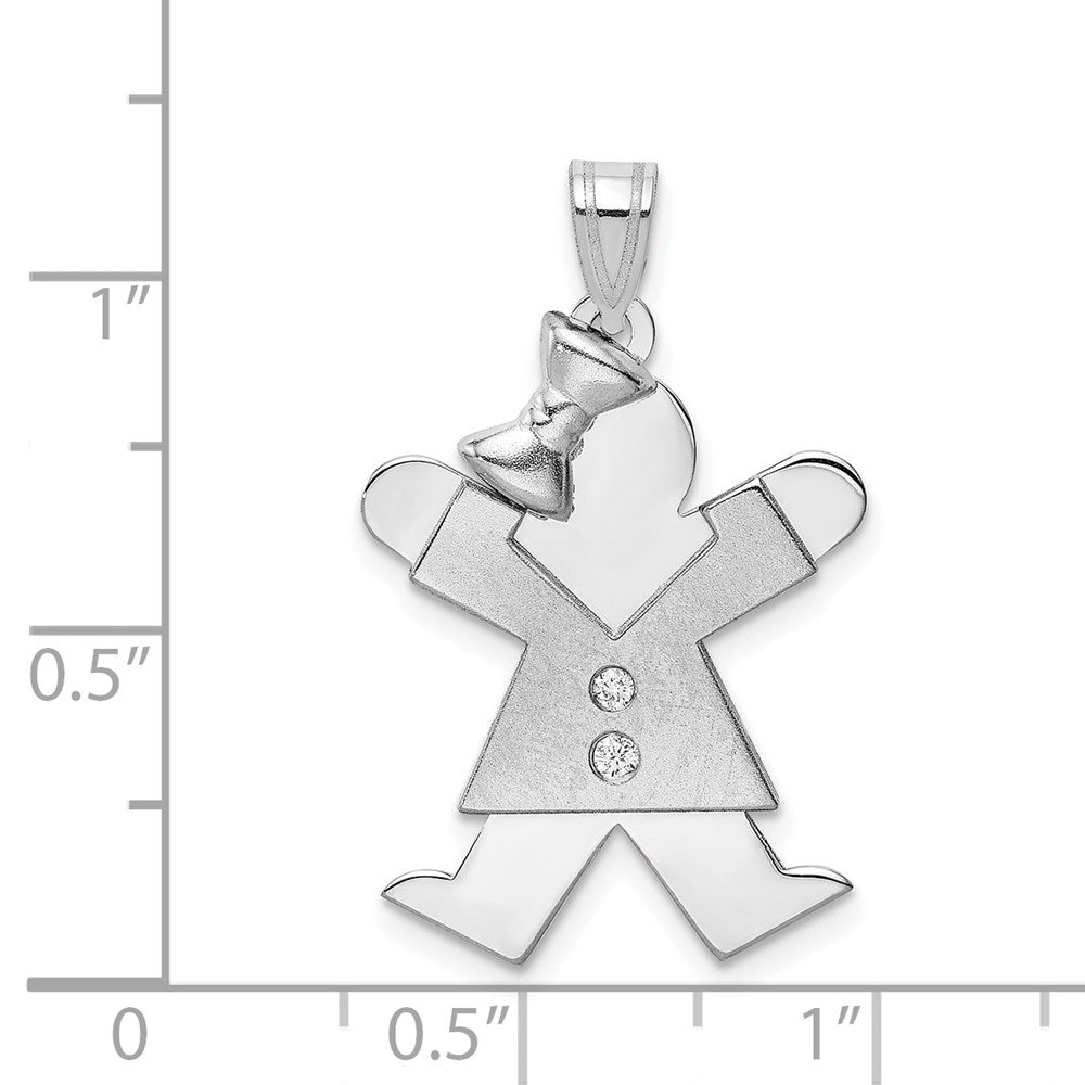 14k White Gold A Diamond Pendant
