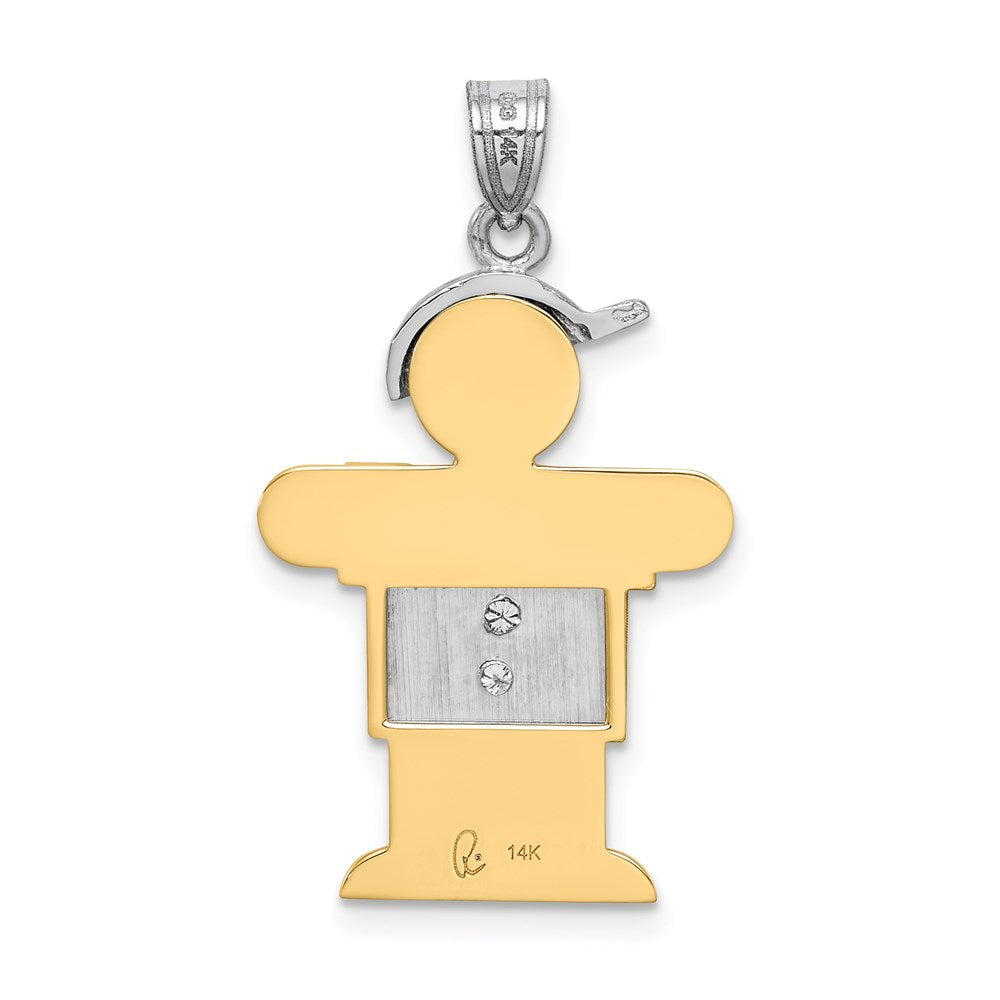 14k White Gold A Diamond Pendant