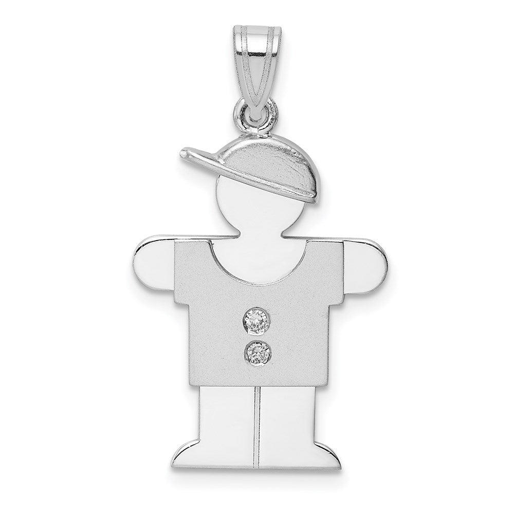 14k White Gold A Diamond Pendant