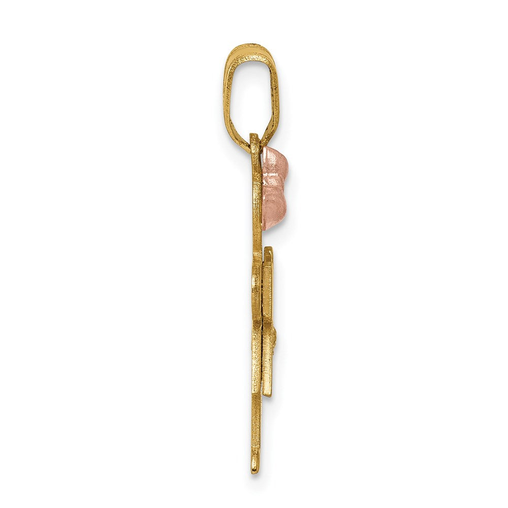 14k Two-tone A Diamond Pendant