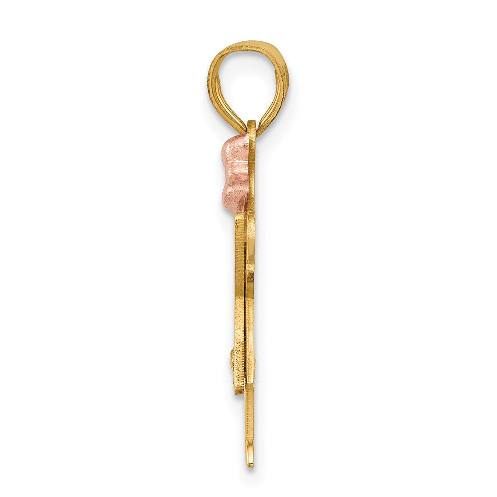 14k Two-tone A Diamond Pendant