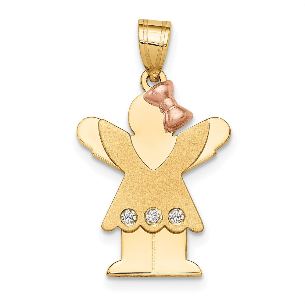 14k Two-tone AA Diamond Pendant
