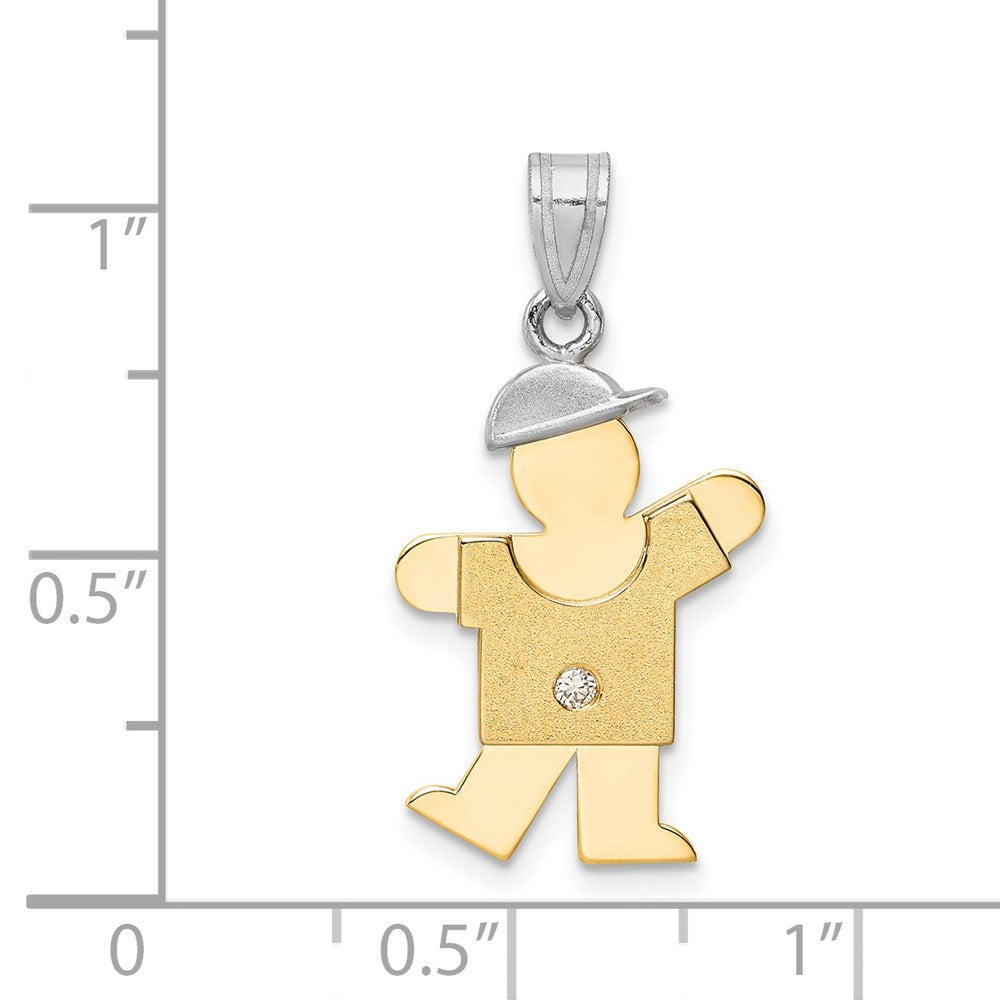 14k Yellow Gold Two-tone A Diamond Kid Pendant