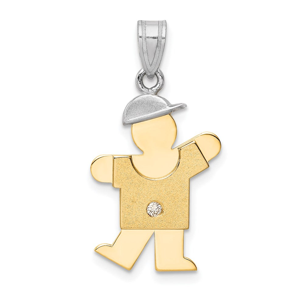 14k Two-tone AAA Diamond Pendant