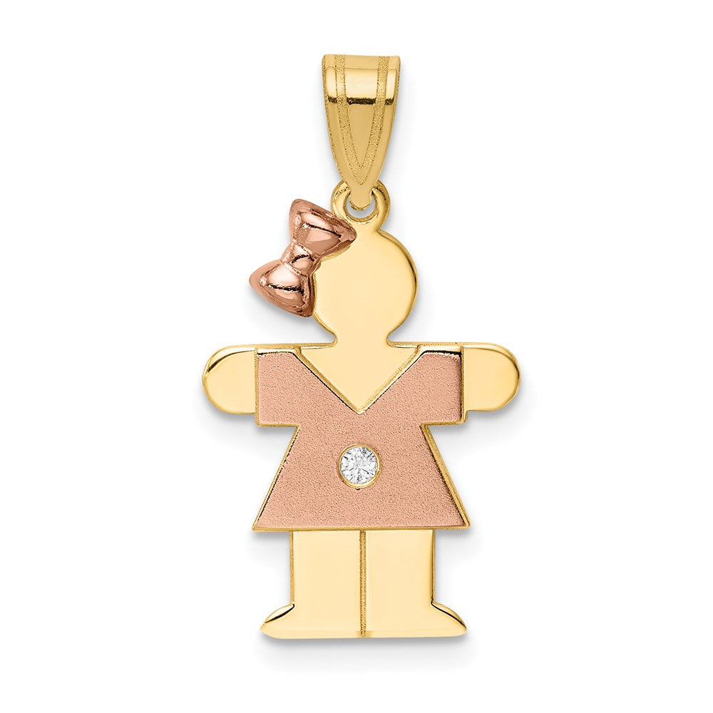 14k Yellow Gold Two-tone AAA Diamond Kid Pendant