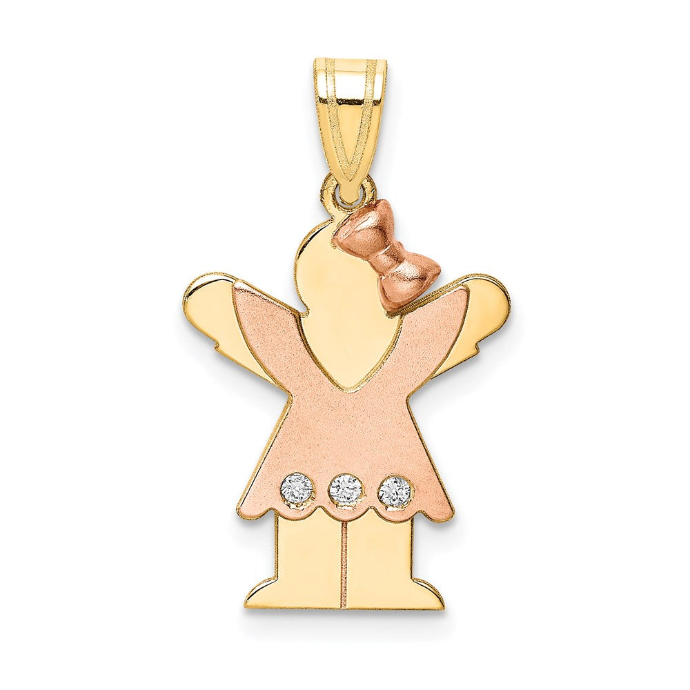 14k Two-tone AAA Diamond Pendant