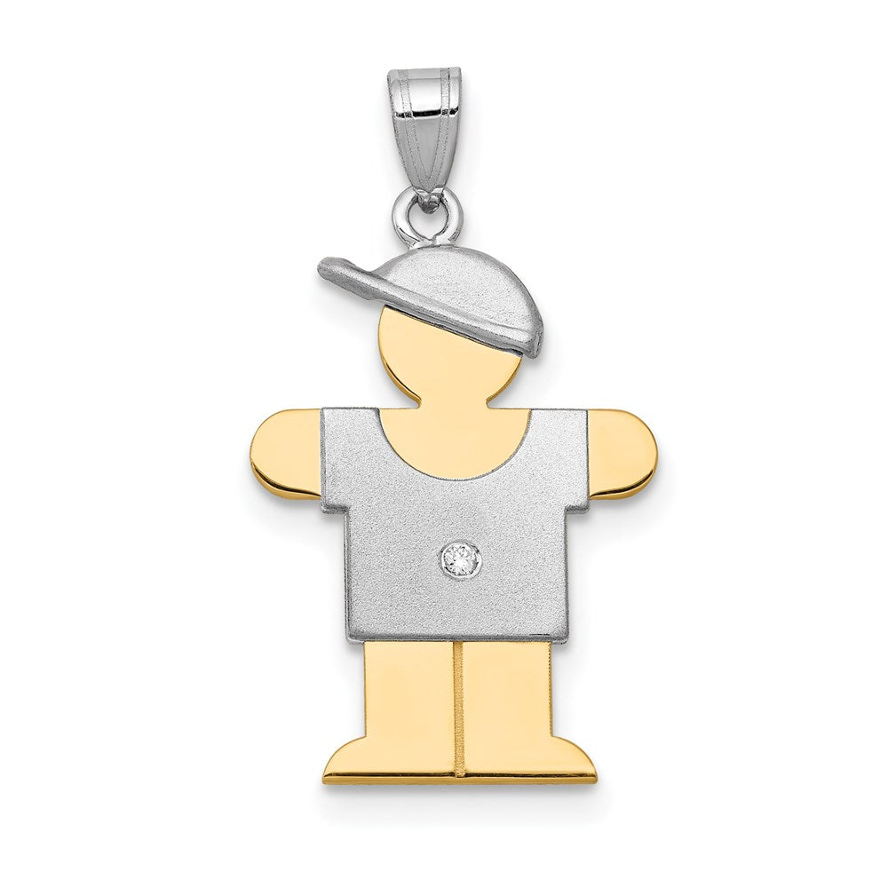 14k Two-tone A Diamond Pendant