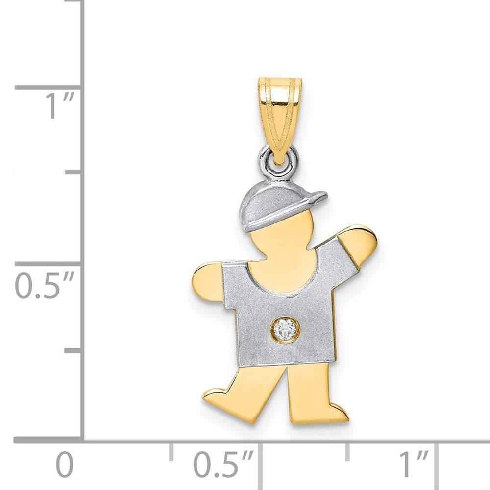 14k Two-tone A Diamond Pendant