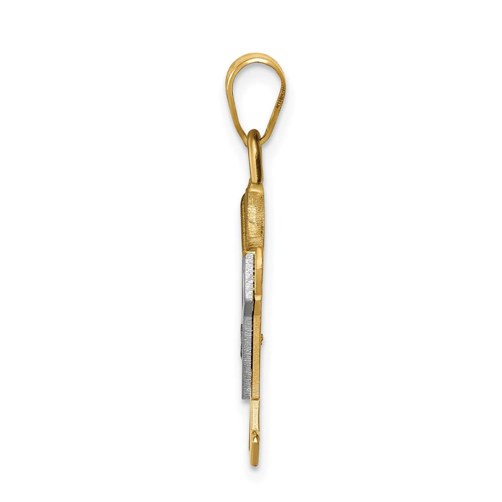 14k Two-tone A Diamond Pendant