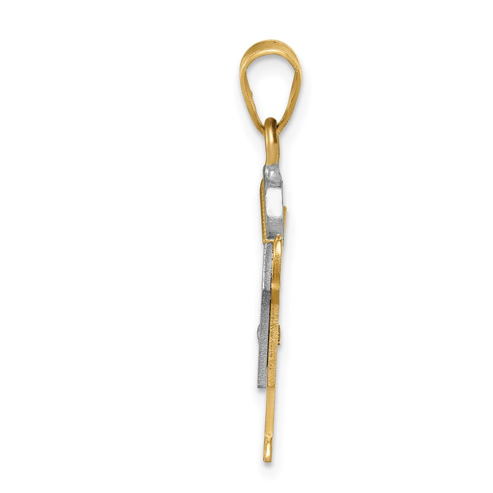 14k Two-tone AA Diamond Pendant