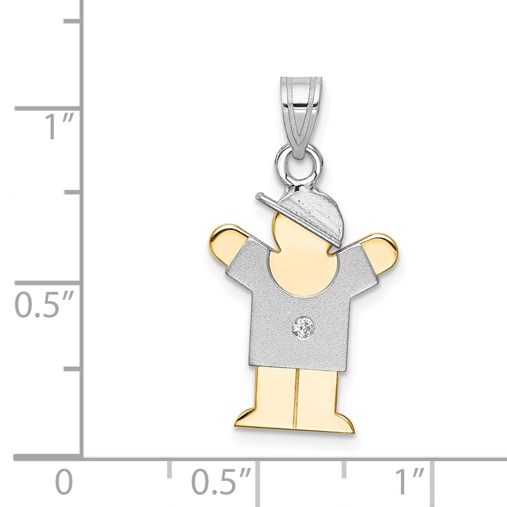 14k Two-tone AA Diamond Pendant