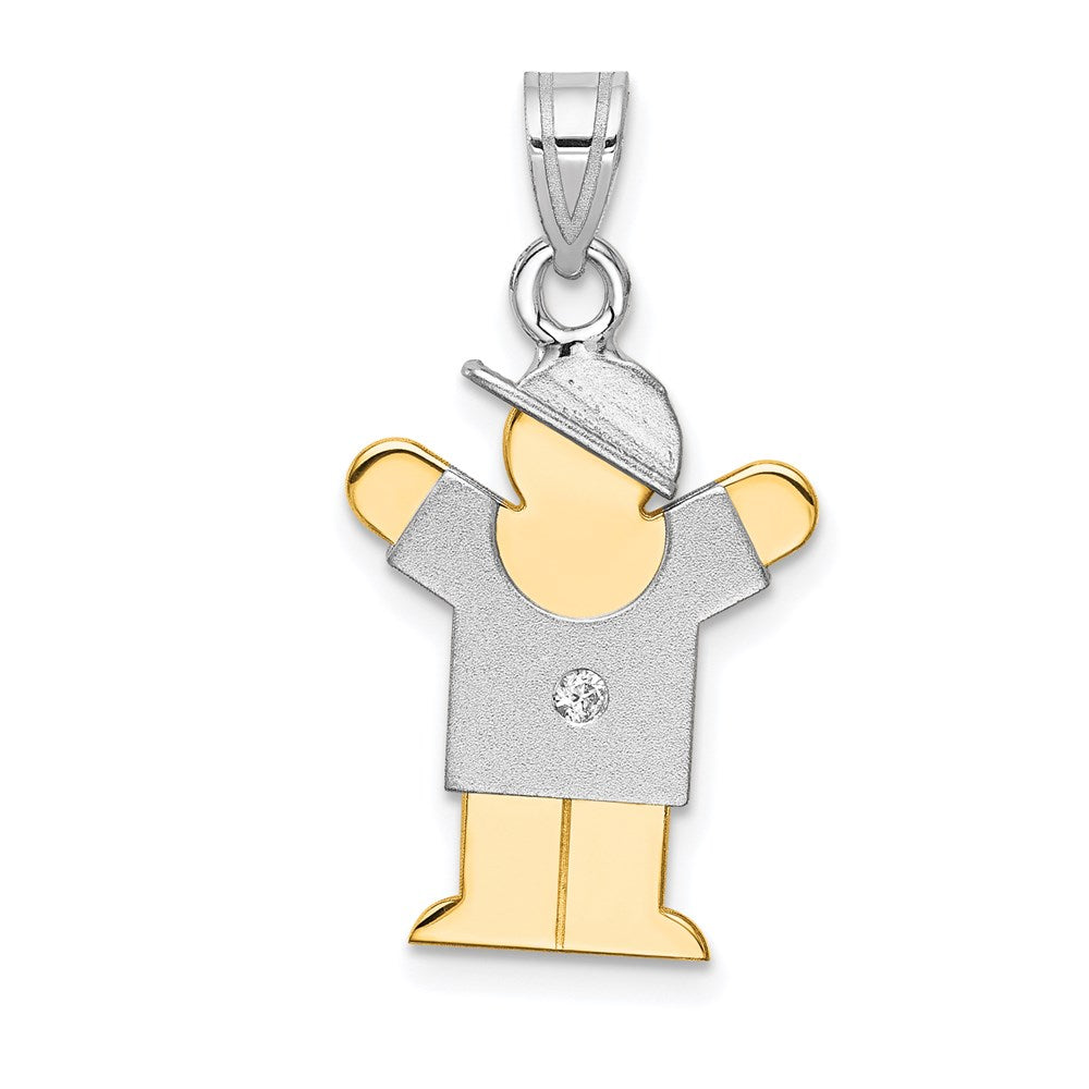 14k Two-tone AA Diamond Pendant