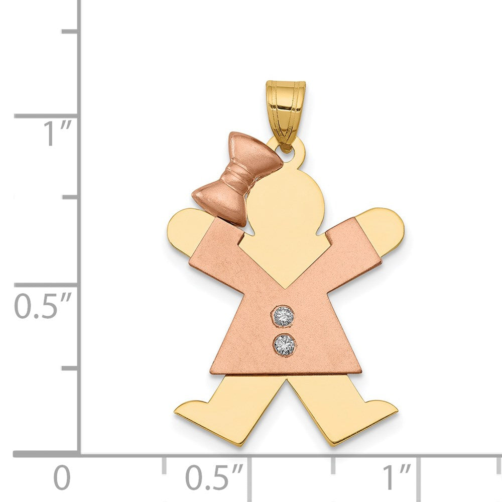 14k Two-tone AAA Diamond Pendant