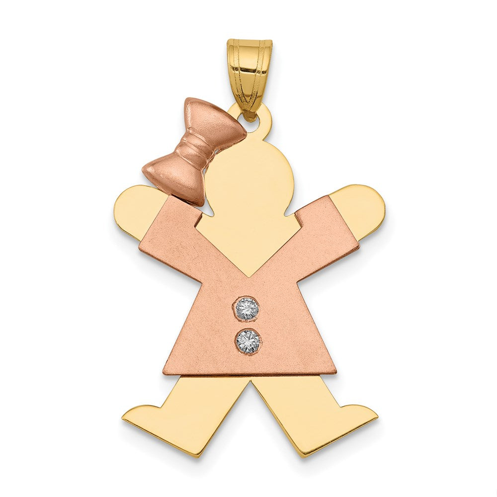 14k Yellow Gold Two-tone A Diamond Kid Pendant