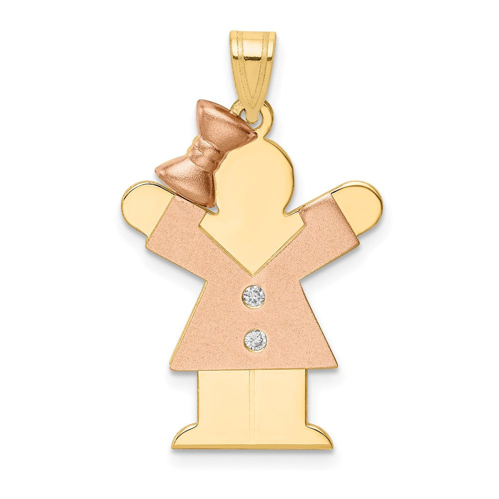 14k Two-tone A Diamond Pendant