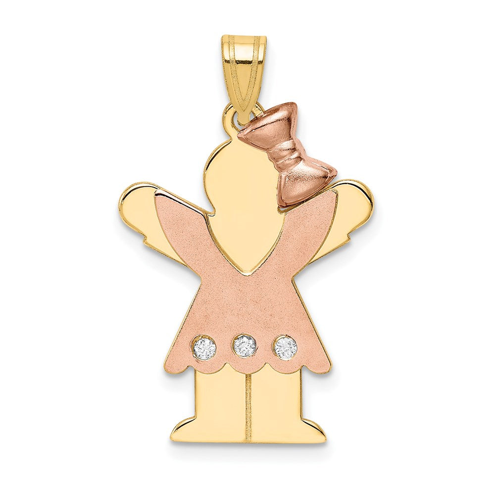 14k Two-tone AAA Diamond Pendant