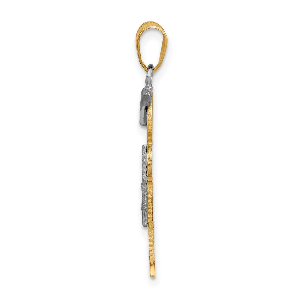 14k Two-tone A Diamond Pendant