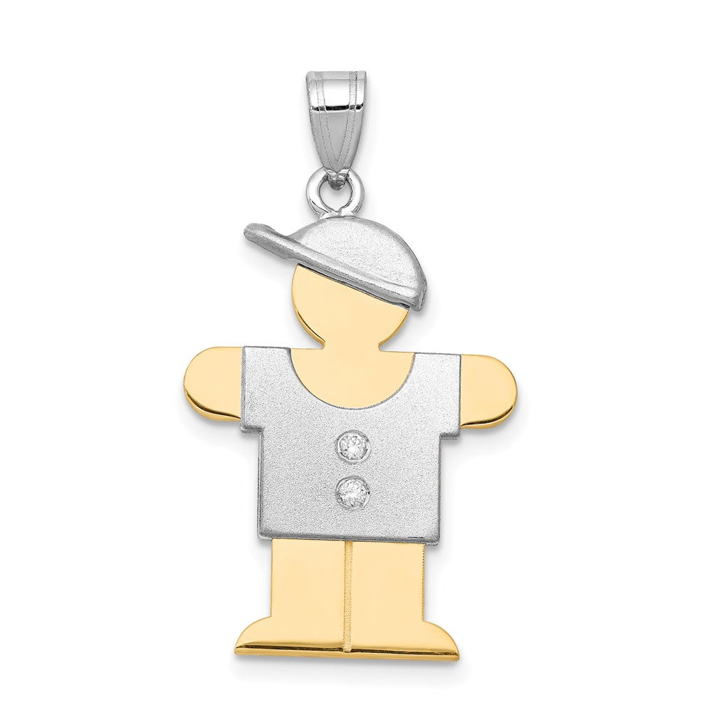 14k Two-tone AA Diamond Pendant