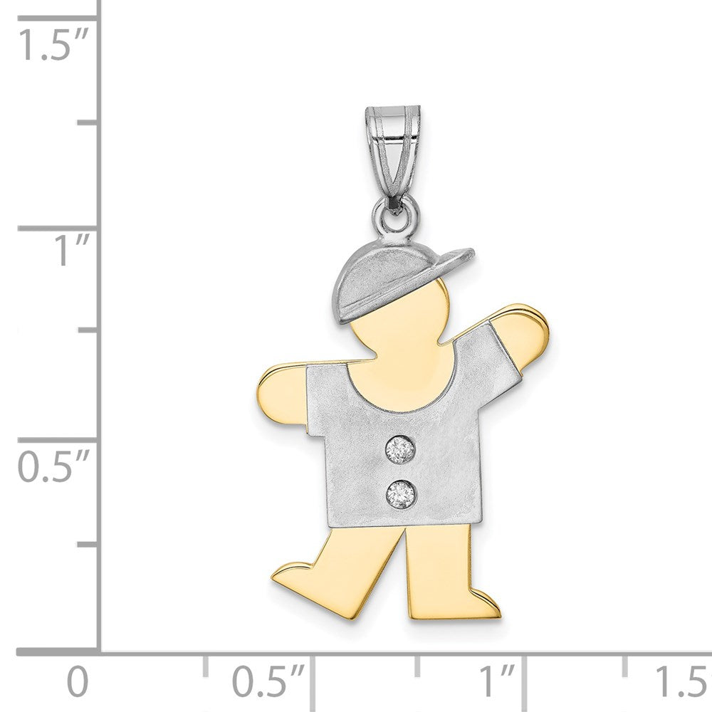14k Two-tone AA Diamond Pendant